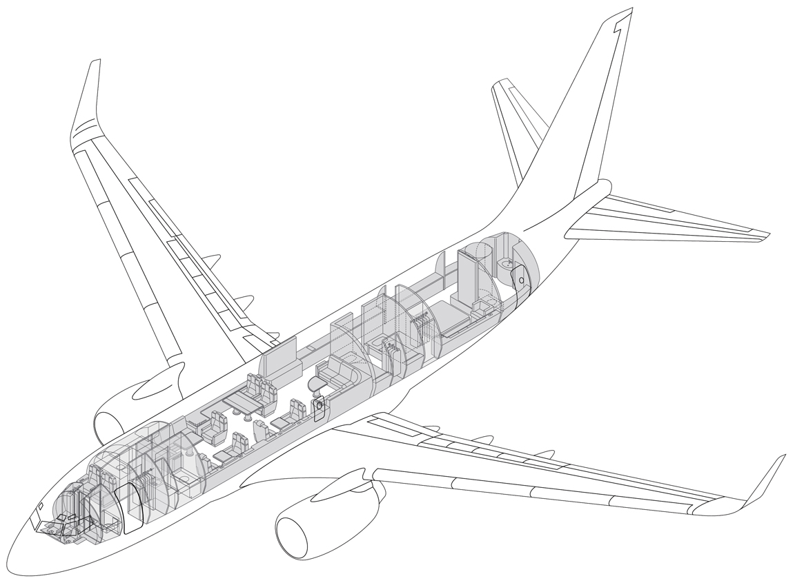 Corporate Aircraft Interior Isometric Locator